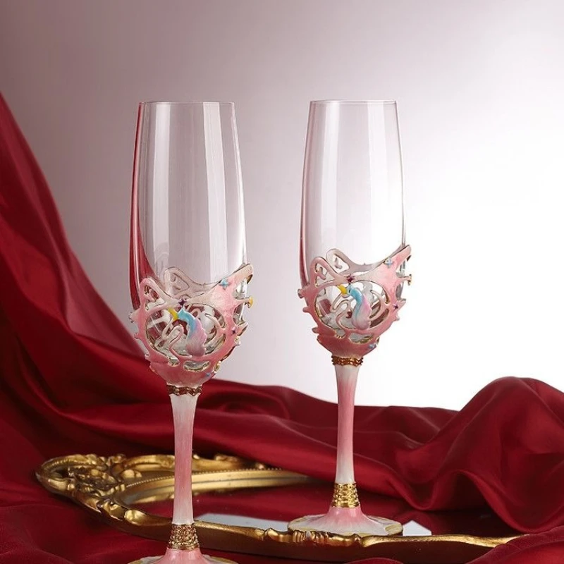 

Macaron hand-painted combined champagne glass for wedding and girlfriend