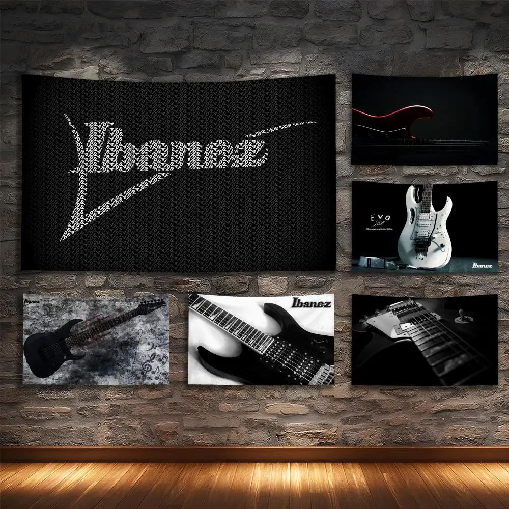 

I-Ibanezs guitar music Tapestry Custom Living Bedroom Party Dormitory interior Wall bohemian Decoration Attached clip