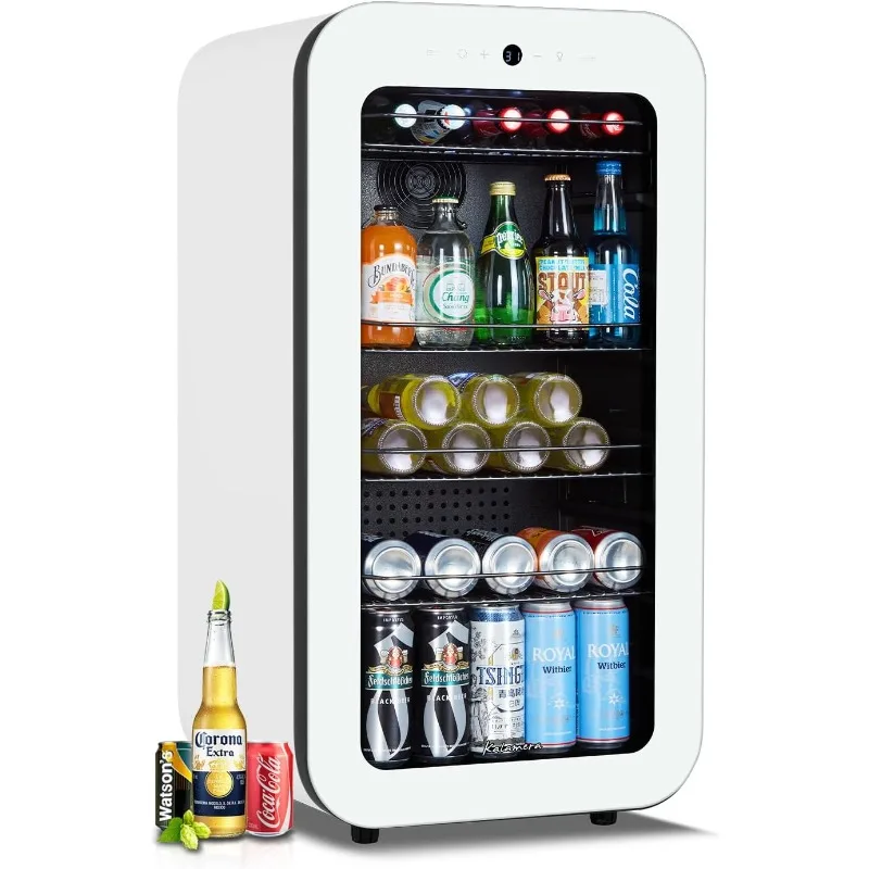 Mini Beverage Refrigerator Freestanding- 74 Cans Capacity Beverage Cooler- For Kitchen or Bar with Whit Interior Light