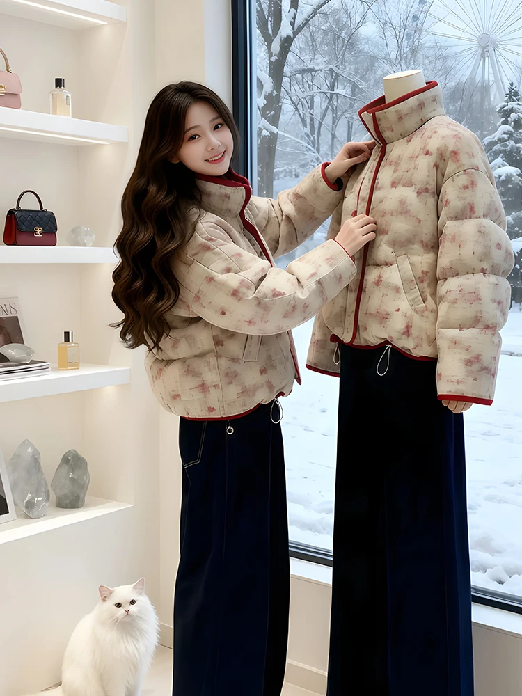 

Утепленная зимняя куртка-пуховик для женщин с воротником-стойкой, повседневная модная верхняя одежда