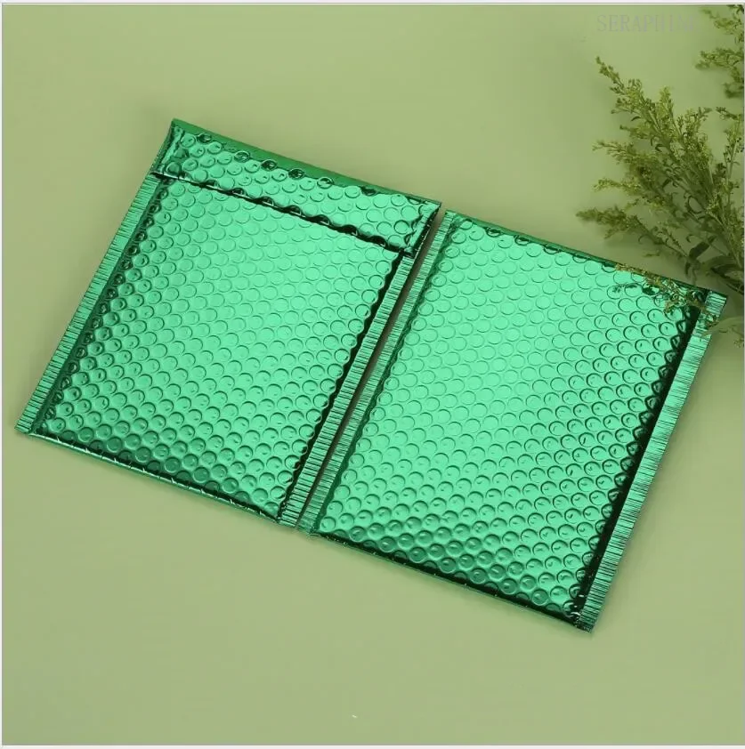 50pcs 7''x9'' Green Aluminized Bubble Mailer Metallic Padded Envelopes Buabble Poly Mailer Purple Delivery Shipping Bags