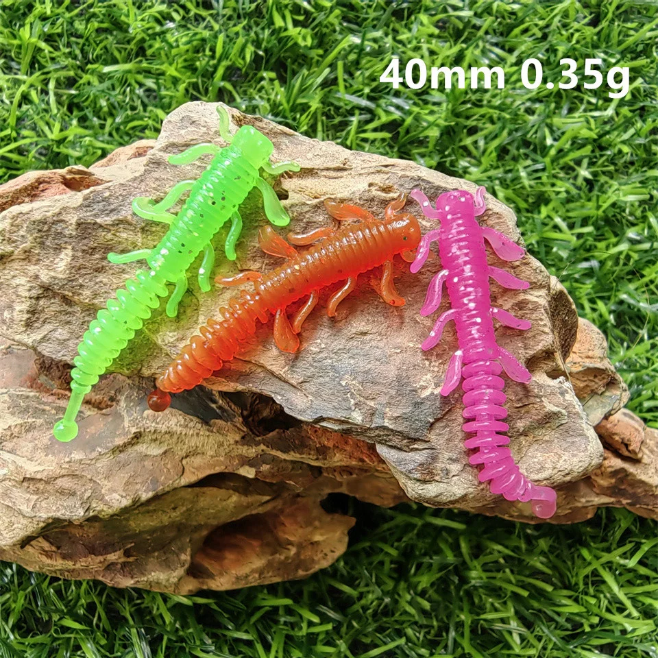 MUKUN 10PCS NEW TPE Mini Soft Worm Fishing Lure 0.35g/40mm AJING Rockfish Artificial Baits Bass Silicone Fishing Tackle