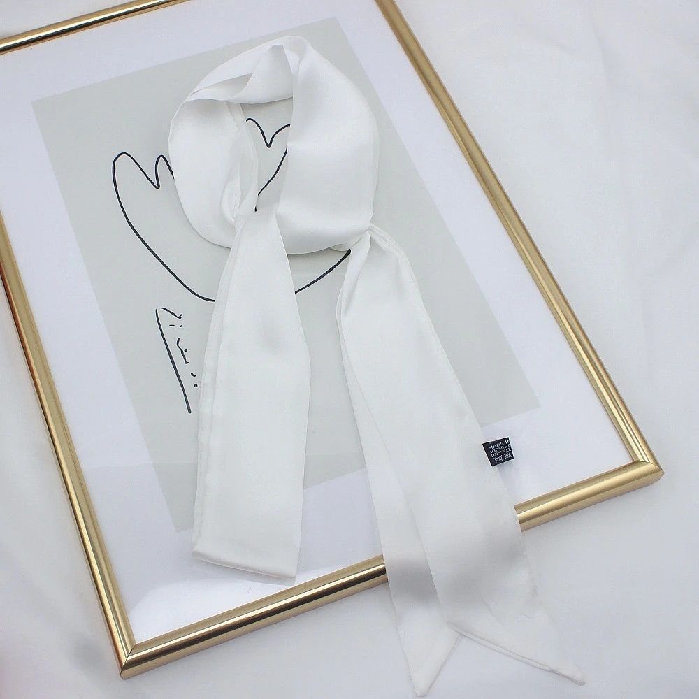 

Delicate Long Hair Scarf Favor Silk Solid Color Neck Scarf Headband Hair Wrap Party Scrunchies