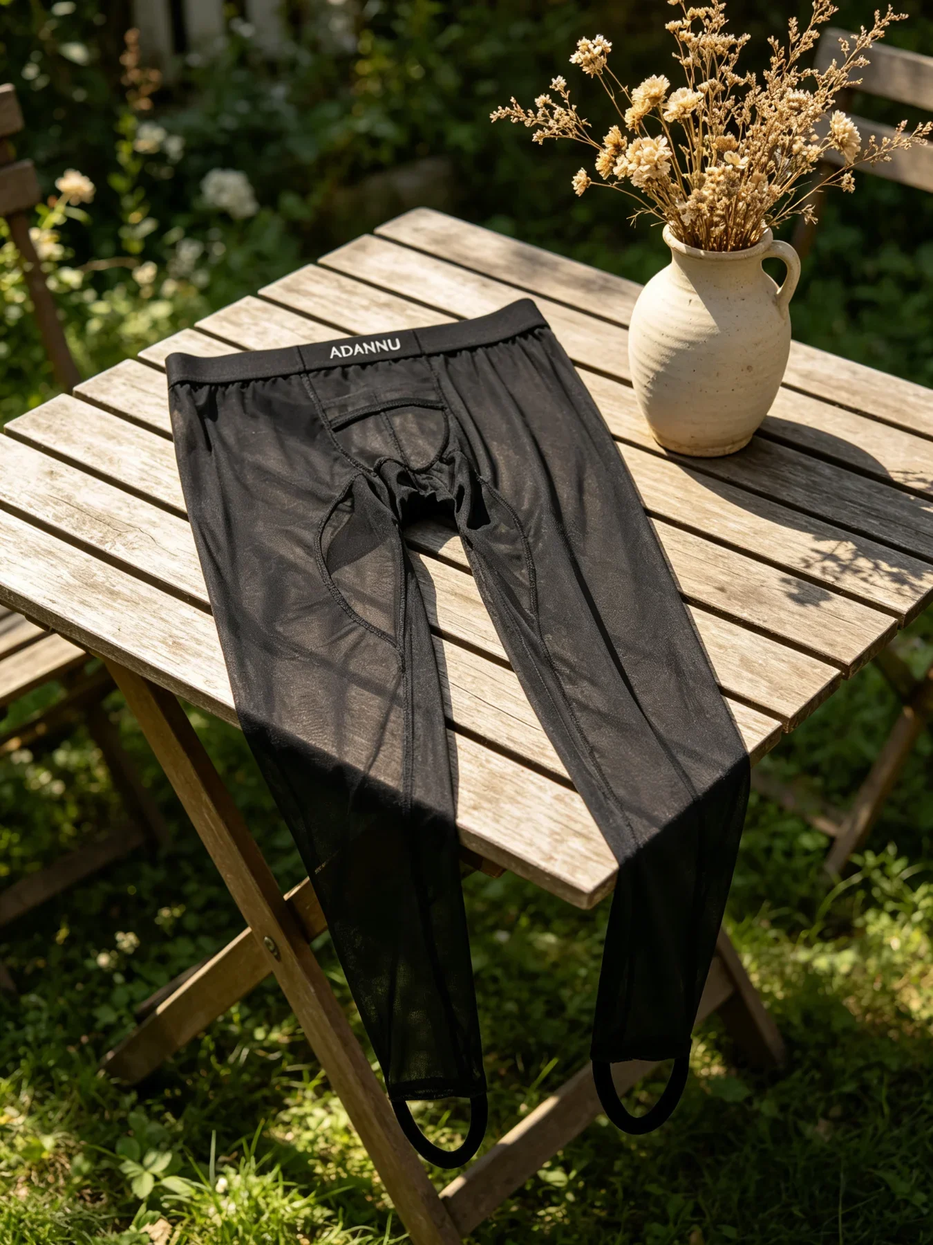 Mens Mesh Long Base Layer Pants Light Breathable Mesh Material Wide Elastic Waist Slim Fit Transparent Trousers Home Casual Men