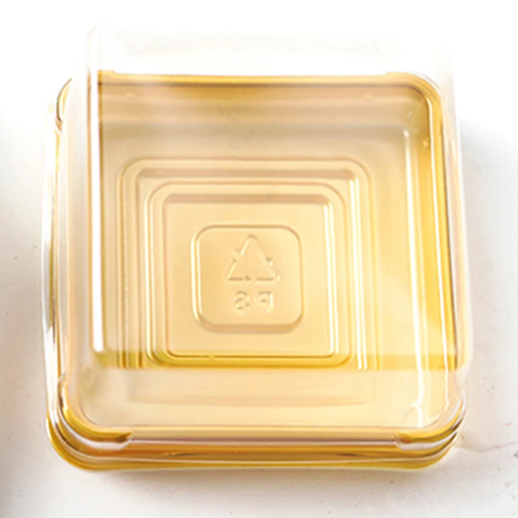 

50 шт. квадратная мини-коробка для тортов, прозрачные пластиковые чашки для кексов с крышками, контейнер для кексов для печенья, золотой