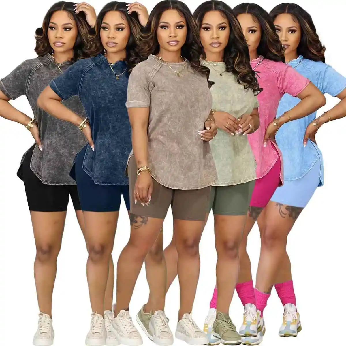 

Women's Printed Sports Two-Piece Set Faionable Casual Outfit Long Pants Summer 2023 Collection No Brand Registered Trademark