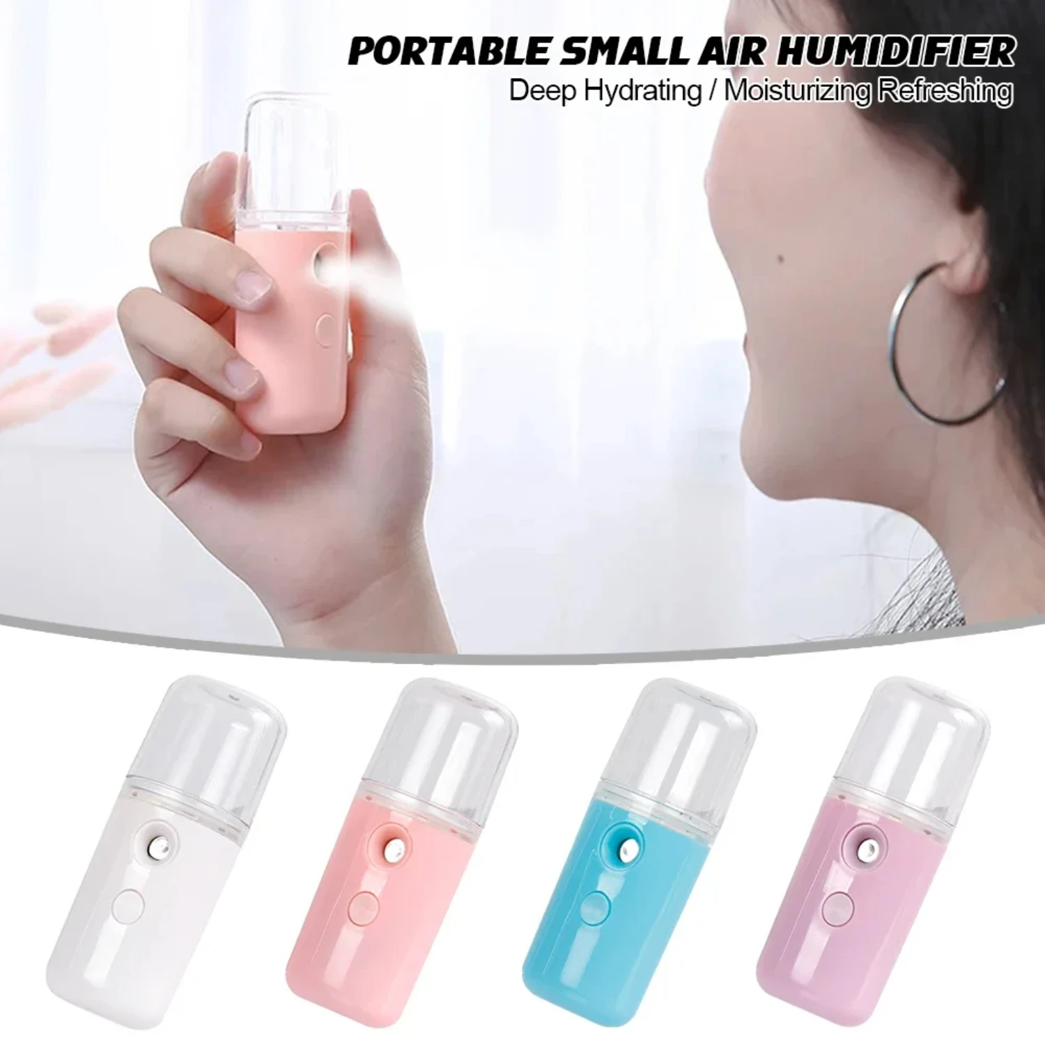 

Portable USB Rechargeable Mini Air Humidifier Mist Sprayer - Compact and Refreshing 30ml Hydrating Steamed Facial Mist Diffuser