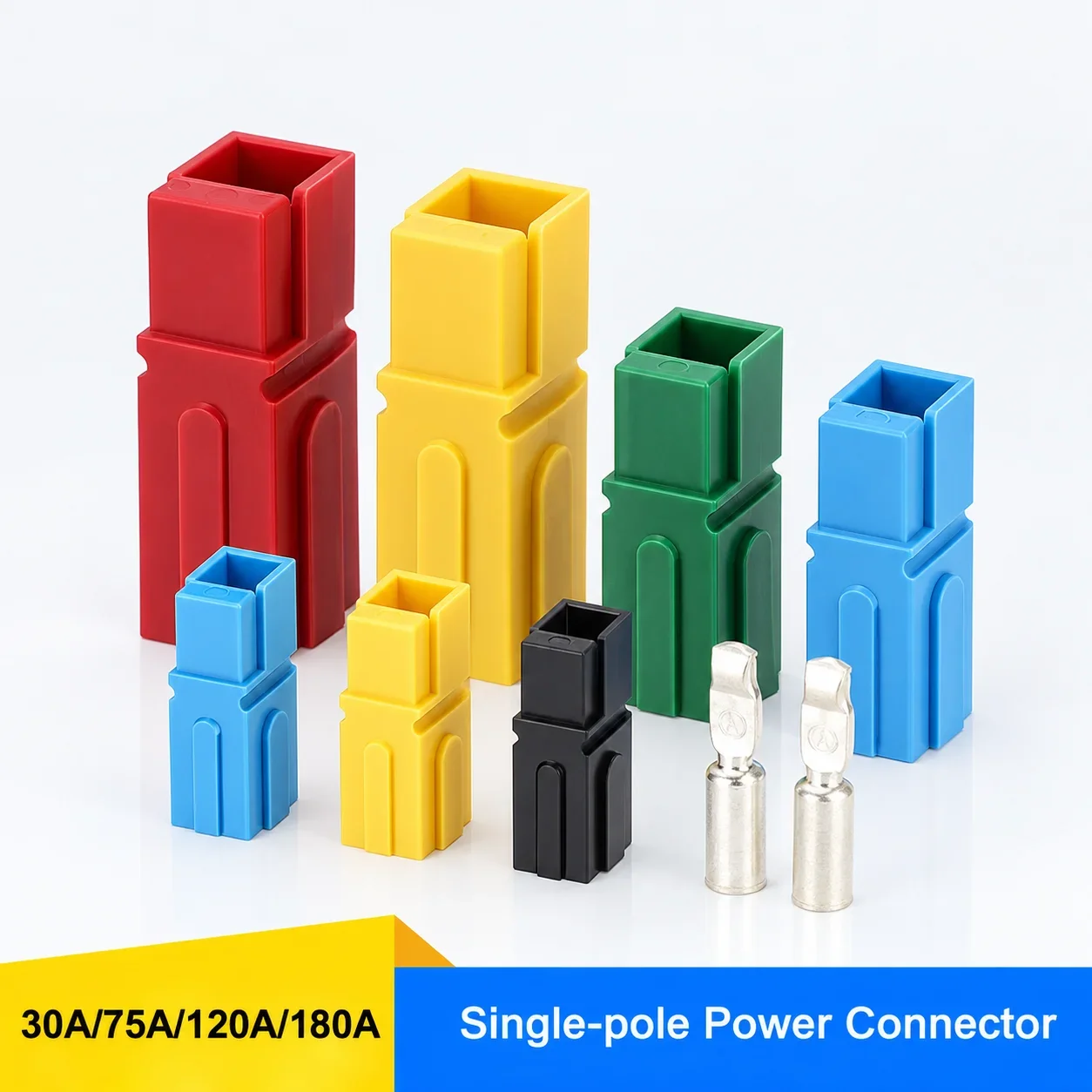 Single Pole Power Connector 30A 75A 120A 180A Battery Charging Plug with Terminals Red Blue Green Black Yellow 2 5 10 20PCS Pack