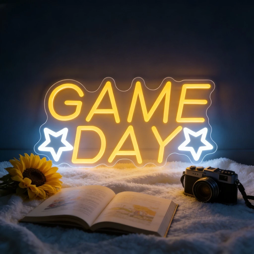 

Неоновая вывеска GAME DAY с USB-питанием, регулируемая светодиодная неоновая подсветка для бара, мужской комнаты, спальни, отеля, магазина, гаража, игровой комнаты, вечеринки, декора стен