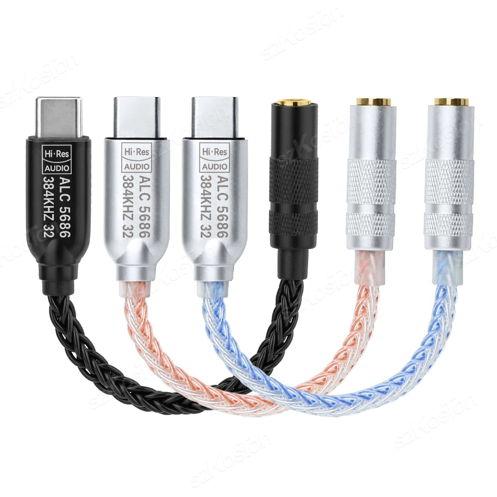 ALC5686 DAC HiFi Type C to 3.5mm Headphone Amplifier Adapter 32b/384kHz Audio Decoder IEM AMP for Android IPhone15 Samsung