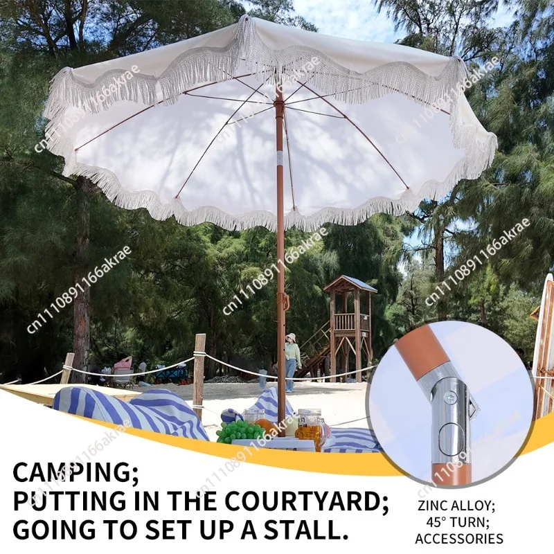 Large Camping  Seaside Resort Beach Umbrella Courtyard Tassel Sun Umbrella Pool Sun Protection Terrace