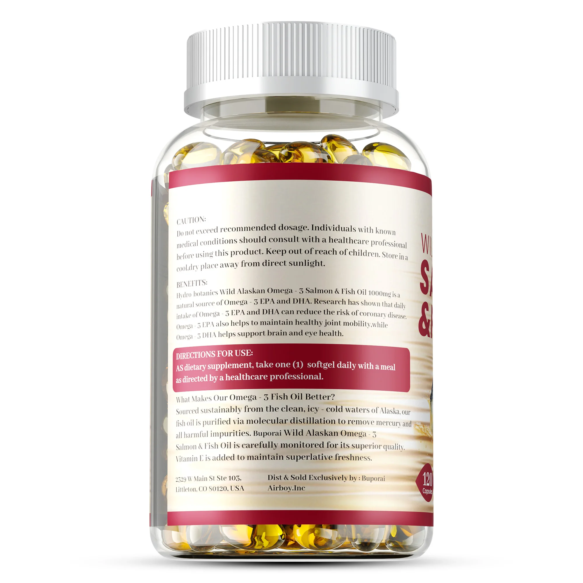 

Salmon Fish Oil - Contains EPA, DHA, For Heart, Brain and Cardiovascular Health, Promotes Energy Production, Improve Memory