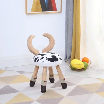 Cadeira de madeira fofa de desenho animado para crianças, banco macio, assento infantil de jardim de infância, banco de sapato para troca de varanda, móveis infantis adoráveis