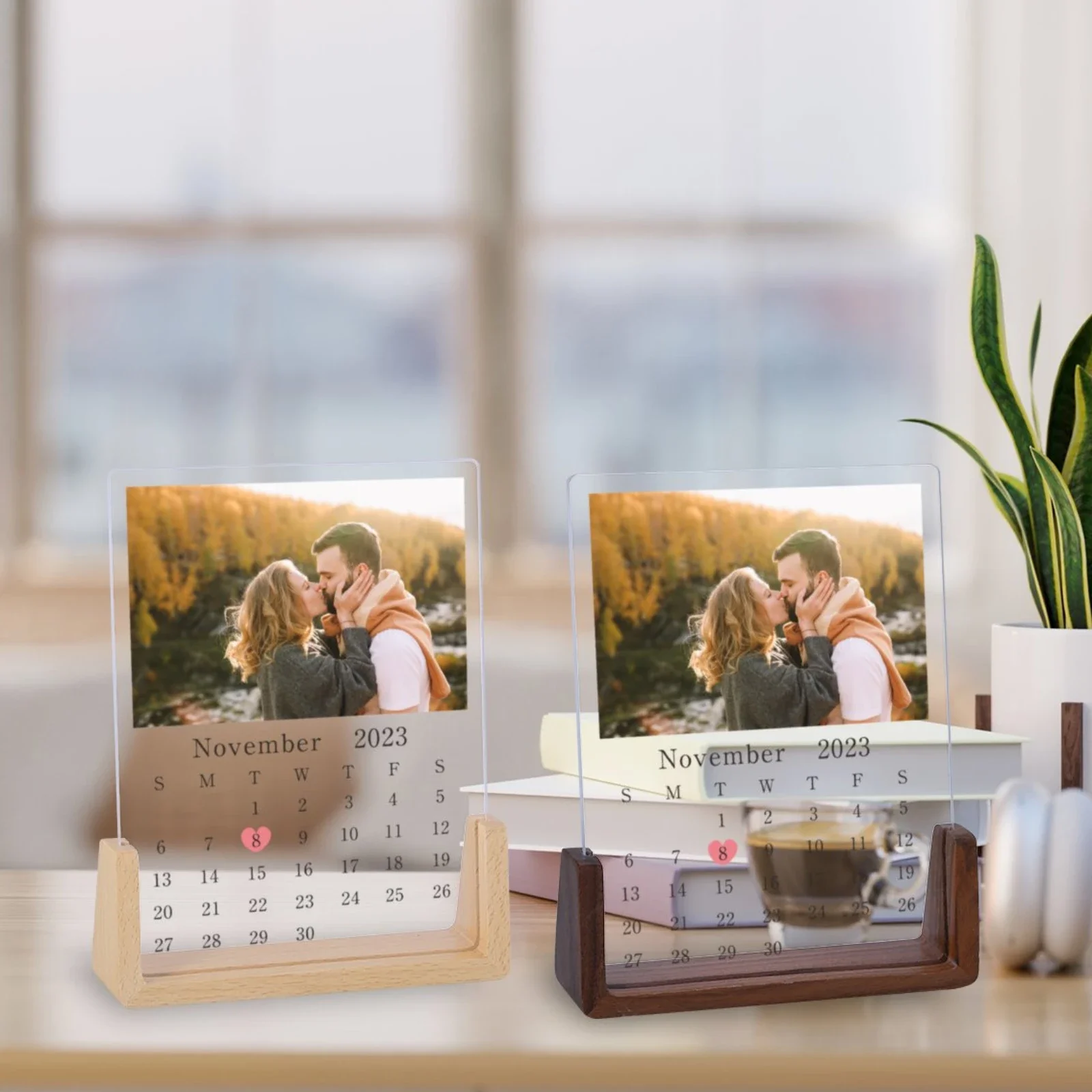 Custom Calendar Couple Photo Frame Wedding Anniversary Gift for Husband Wife Personalized Date Month Memories Desktop Display