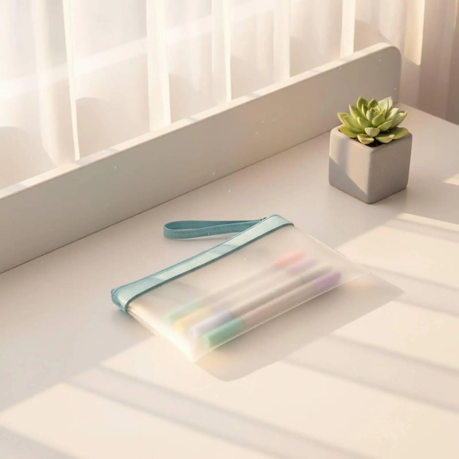 A4 Clear Exam Document Bag Frosted File Pouch Waterproof Zipper Organizer for Students and Office