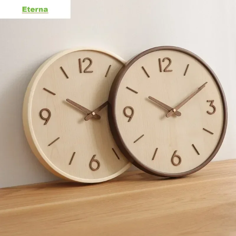 Modern Wooden Silent Wall Clock Art Wood Grain Luxury for Bedroom Entrance Hall Home Decor