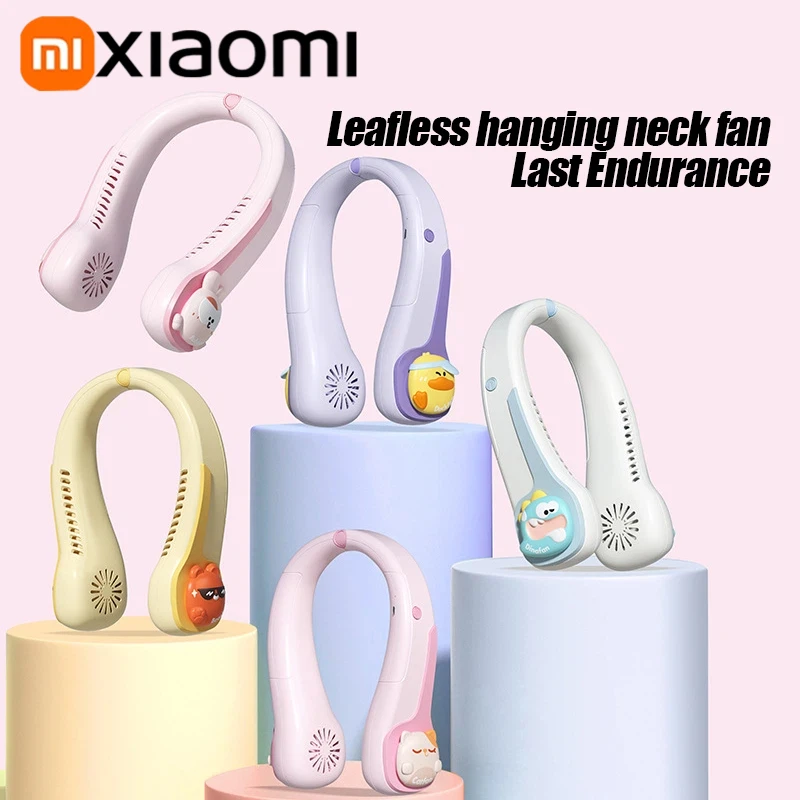 

Xiaomi Cute Electric Hanging Neck Fan Portable Bladeless Mini Rechargeable Mute LED Digital Display Air Cooler For Outdoor
