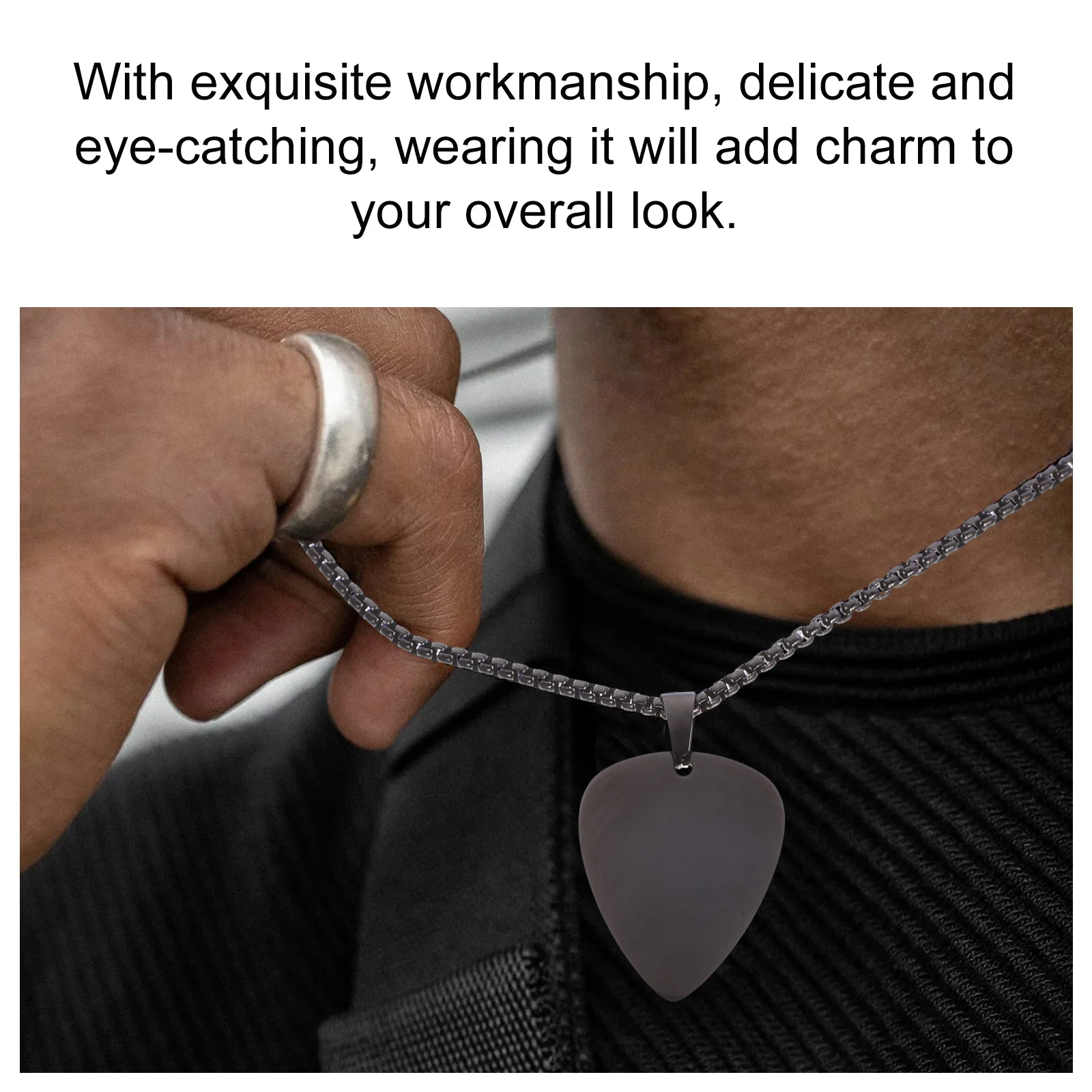 Guitar Pick Necklace Stainless Steel Women Sweater Clavicle Chain Pendant Picks