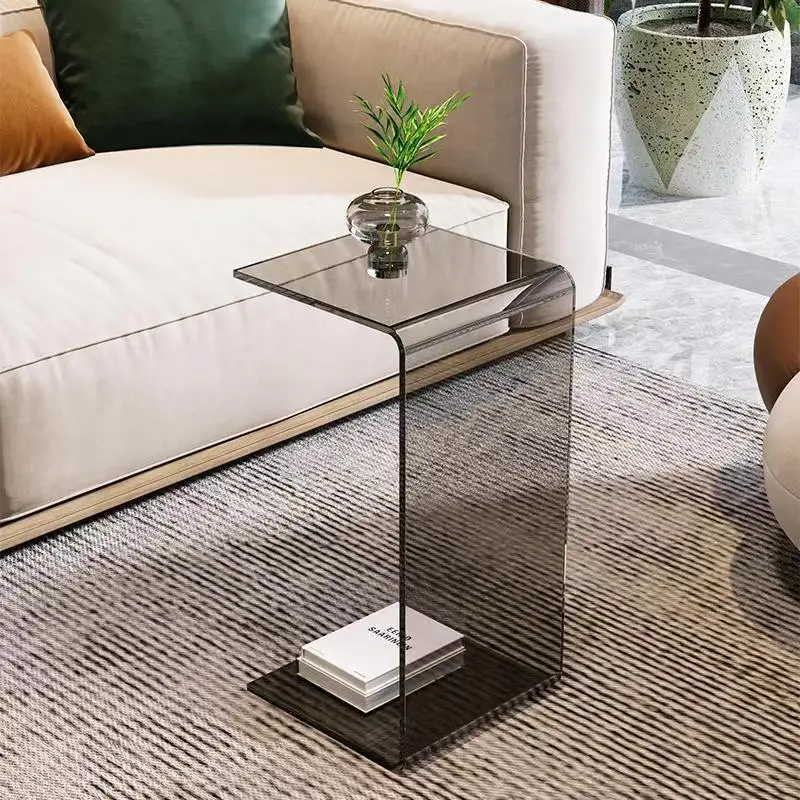 Nordic Clear Acrylic C-Shaped Coffee Table for Living Room Sofa Side End Table Modern Nordic Transparent Acrylic Bay Window