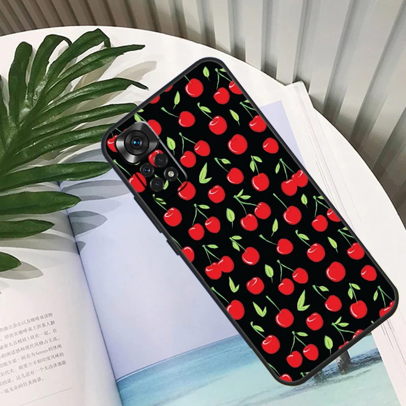 Food Fruit Red Cherry Case For Xiaomi Redmi Note 11 10 Pro Note 12 8 9 Pro 11S 10S 9S Redmi 10C 12C 9C 9T Coque