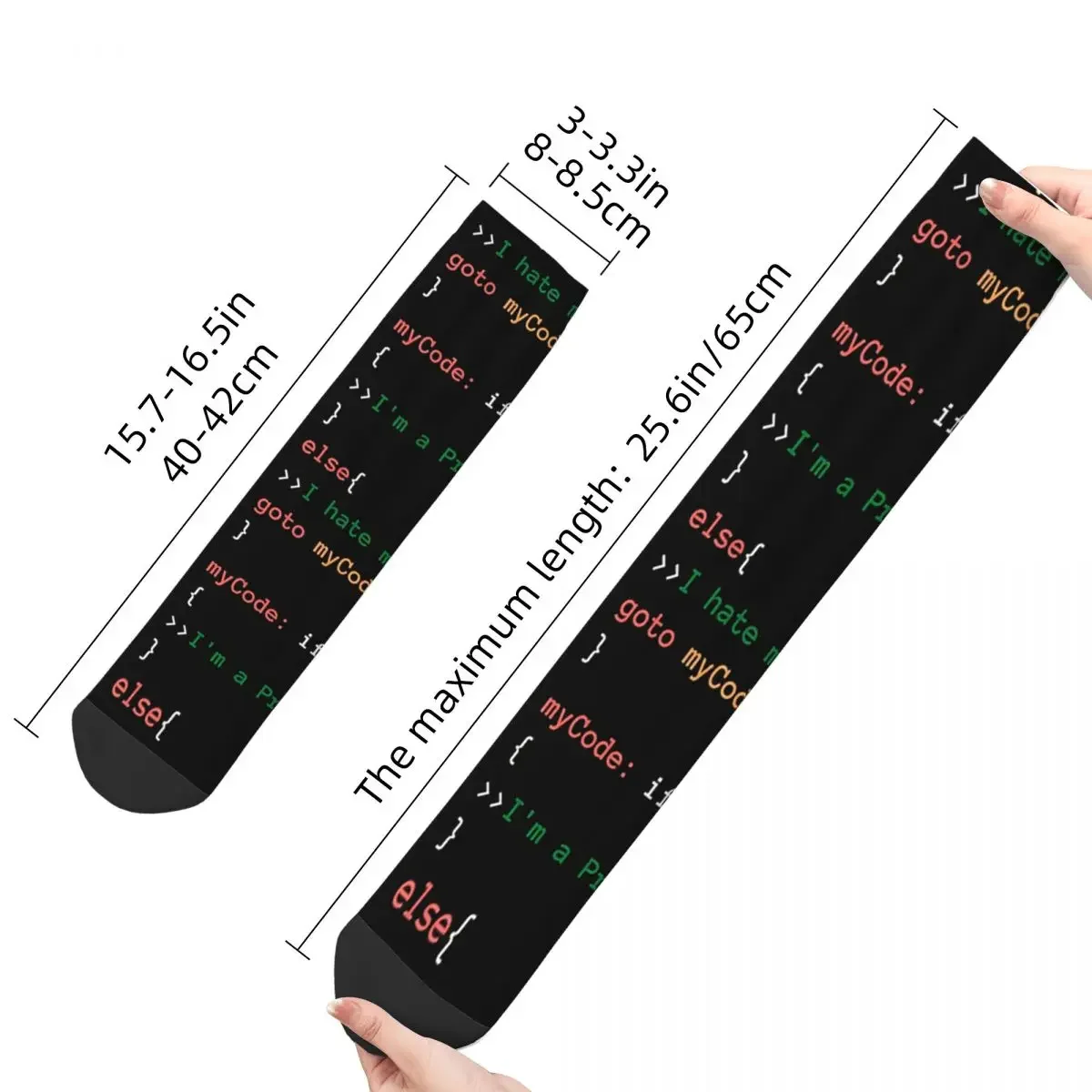 Funny Crazy Sock for Men Programmer Coding Developer CPU Happy Breathable Pattern Printed Boys Crew Sock Seamless Gift