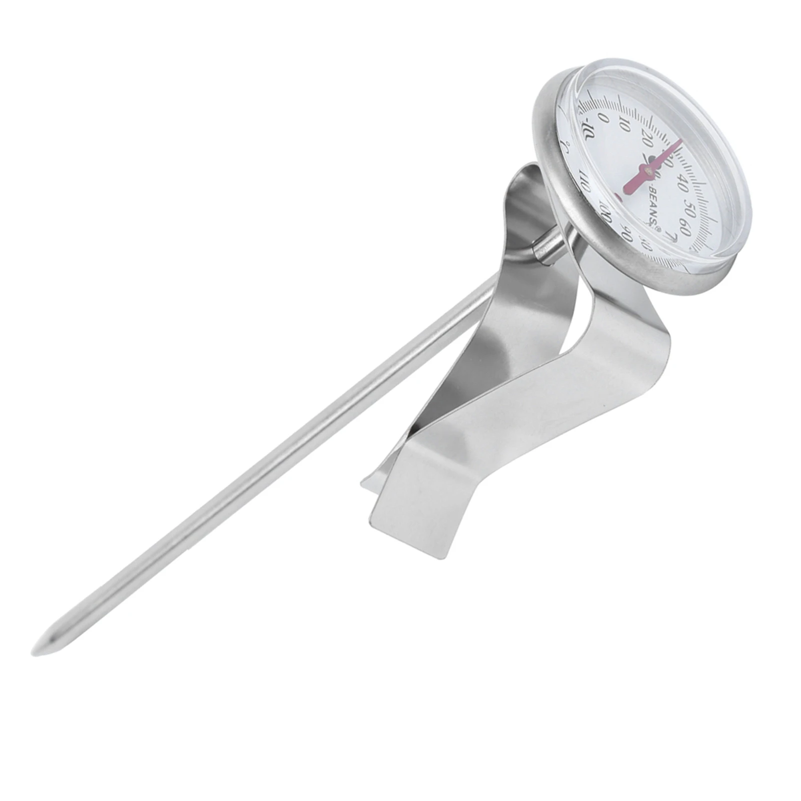 Adjustable Hanging Cooking Thermometer Stainless Steel Temperature Gauge with Clip for Coffee Milk Foaming Kitchen BBQ Tool