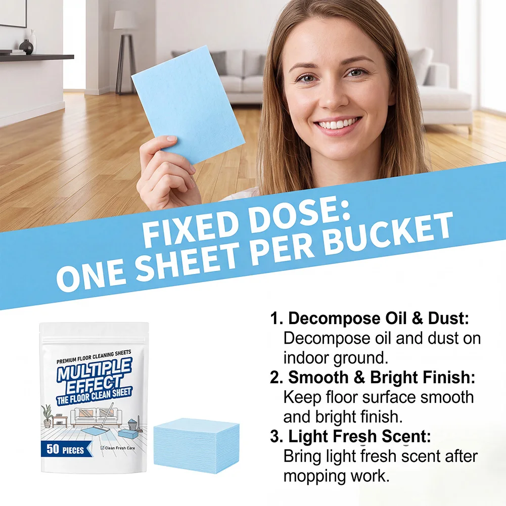 Premium Floor Cleaning Sheets Concentrated Floor Mopping Slices Deep Stain Removal Rapid Dissolve For Hardwood,Tile &Living Room
