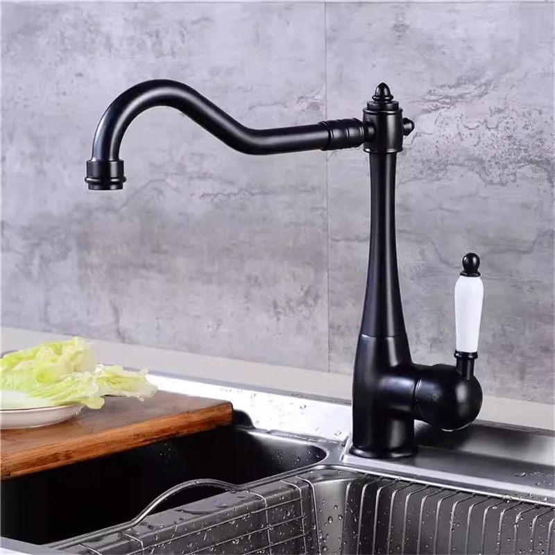 

Tuqiu Black Bathroom Faucet Antique Basin Faucet Chrome Kitchen Faucet Brass Sink Mixer Sink Mixers Tap Hot Cold Water Crane