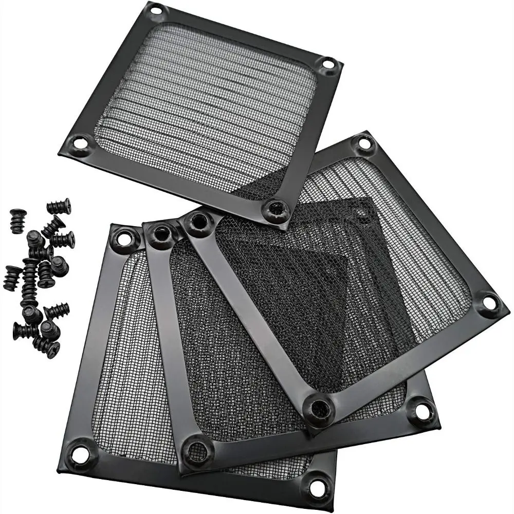 Mesh Cover Anti Rust Computer Fan Filter Grills Aluminum Silver Black Dust Cover with Screws Dust Filter Cover Cooling System