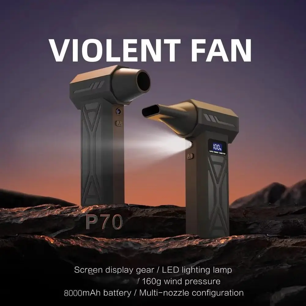 

Brushless Motor Powerful Dust Blower with LED Light Digital Display Handheld Turbo Violent Fan Speed Adjustable Rechargeable