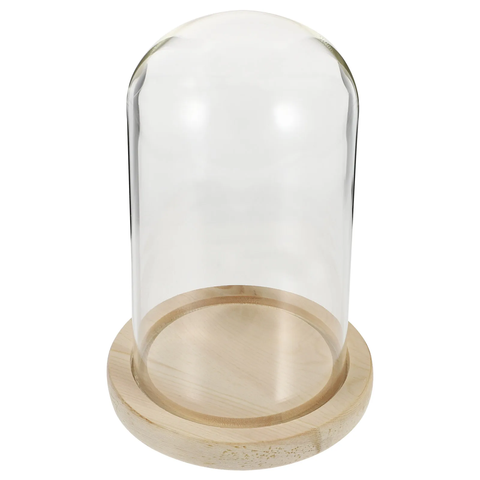 

Glass Cover for Preserved Flowers Dustproof Display Dome Clear Shade Decorative Wood Base Eternal Flower Vase Storage Bottle