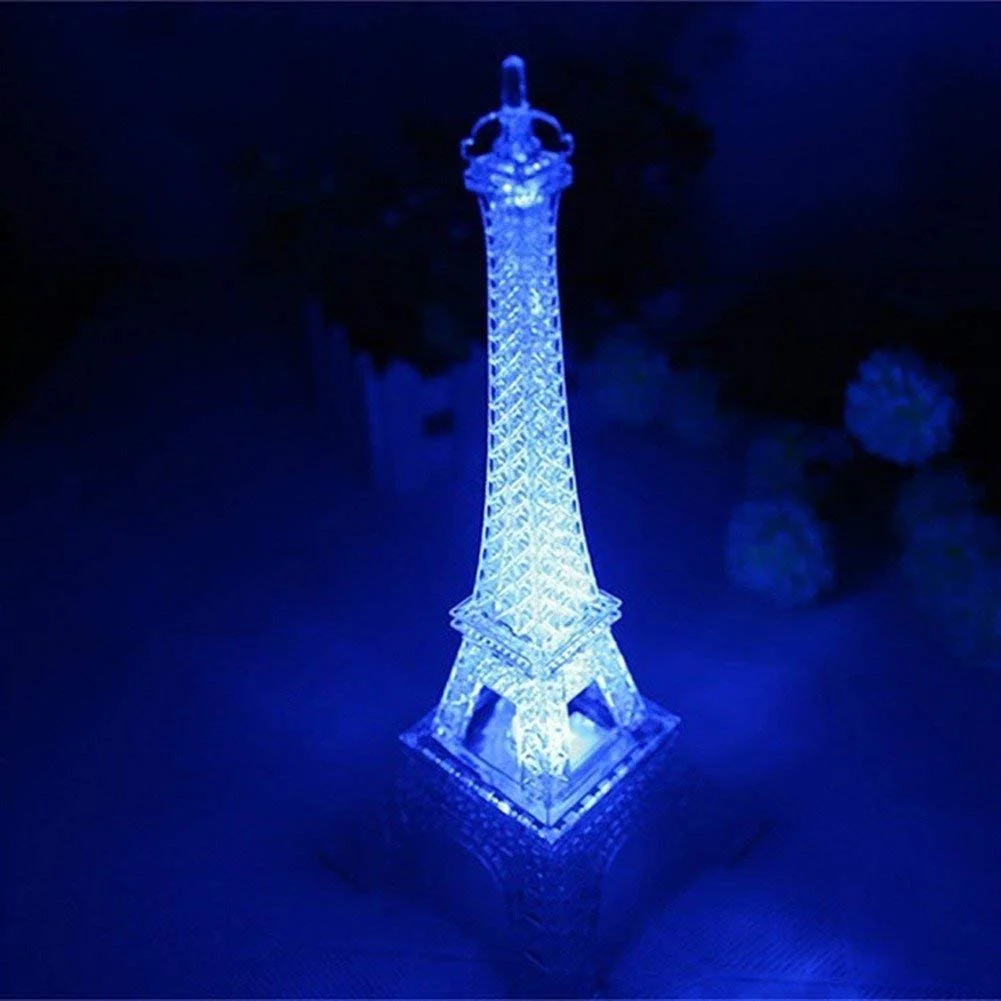 Mini Night Light Gift Cake Topper Decoration Lighted Eiffel Tower Desk Decorations