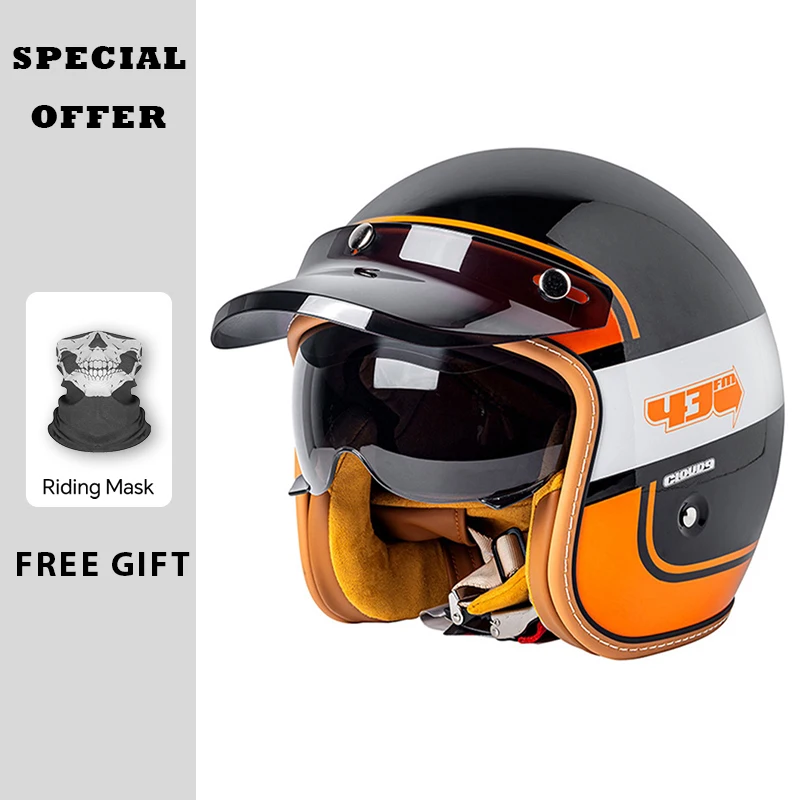 Open Face Motorcycle Helmets Three-quarters Moto Helmet DOT Jet Helmets Motorbike Moped Cascos Para Moto 3/4 Open Half Helm