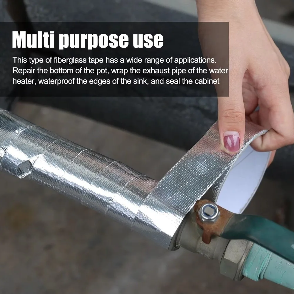 5/10Meters Air Conditioning Pipe Wrapping Tape Waterproof Sun-proof Fiberglass Aluminum Foil Tapes Heat-insulating