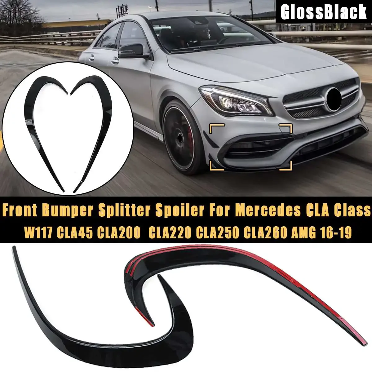 앞 범퍼 스플리터 스포일러 안개등 카나드, 메르세데스 CLA 클래스 W117 CLA45 CLA200 CLA220 CLA250 CLA260 AMG 2016-2019