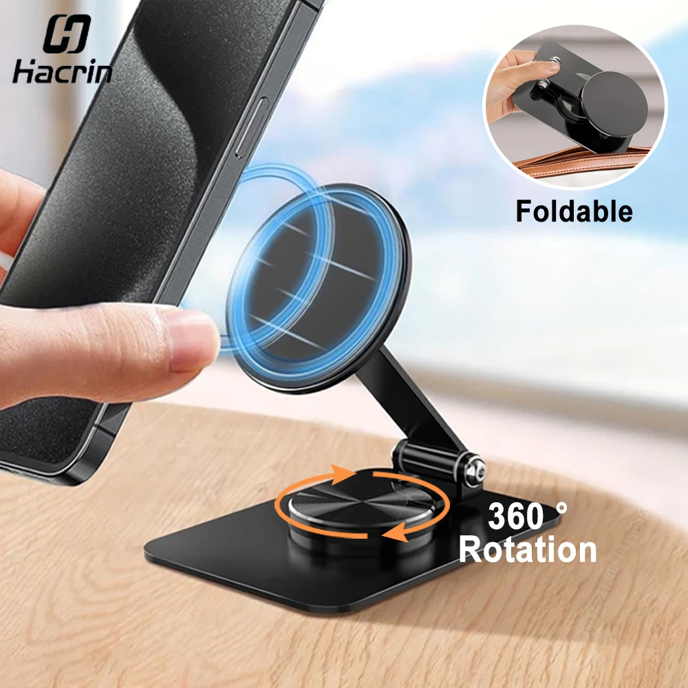 Magnetic Phone Holder 360° Rotation Foldable Desktop Cell Phone Stand For iPhone 15 14 13 12 Pro Max Mobile Phone Bracket