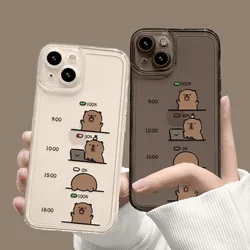 Funda de teléfono de Animal Capybara para iPhone, 15, 11, 12, 14, 13 Pro Max, Mini, XS, Max, XR, SE, 7, 8 Plus, Kawaii, lindo horario