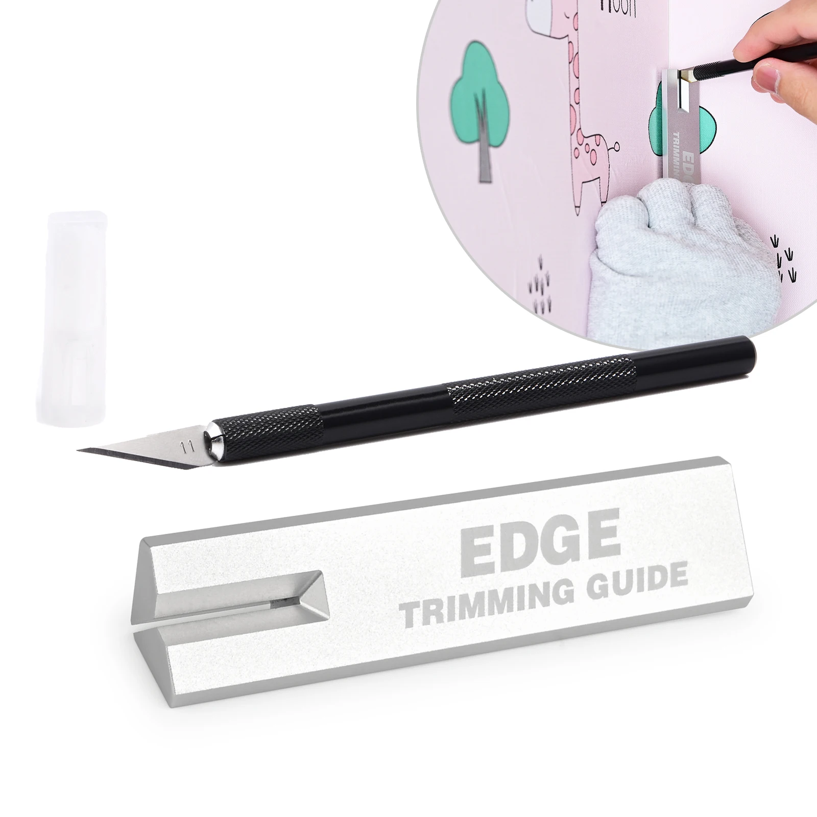 

FOSHIO Wrap Edge Corner Precise Cutting Guide Tool Car Film Vinyl Furniture Decal Home Wallpaper Art Knife Aid Aluminum Trimmer