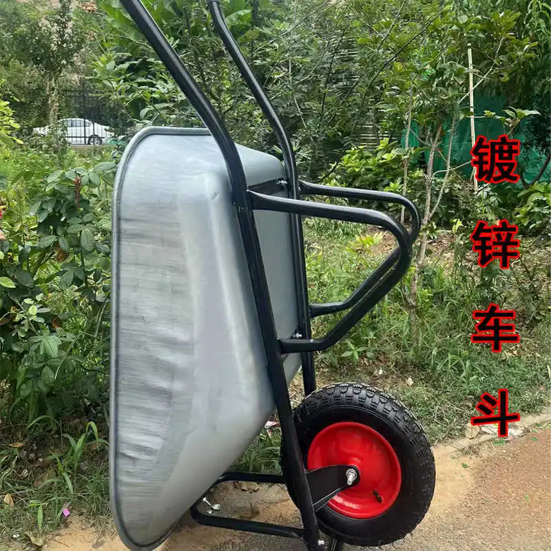 Thickened agricultural trolley, wheelbarrow, construction site, sand and stones, household garbage, vegetables and fruits