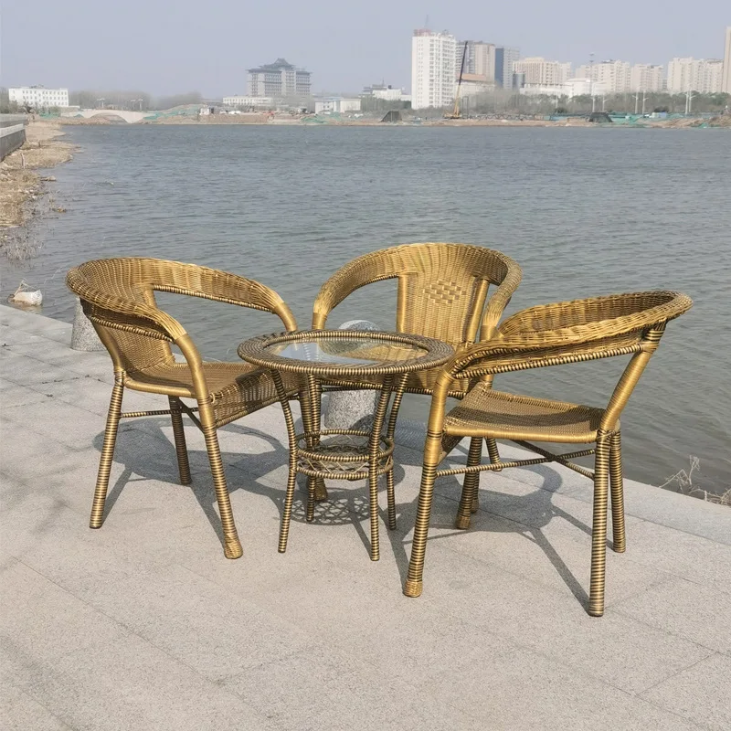 Outdoor Fake Rattan Sofa Chair Modern Simple Outdoor Living Room Terrace Courtyard Balcony Furniture Chair