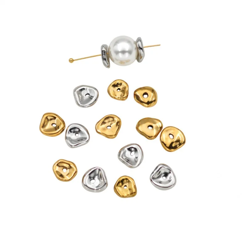 20pcs Stainless Steel Irregular Shape Charms Beads Caps Spacer Beads DIY for Pearl Bracelet Necklace Making Findings Gold tone