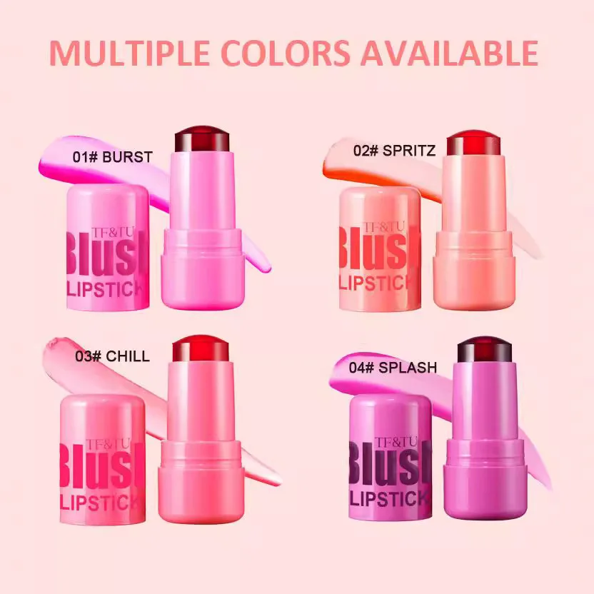 200Pcs Milk Jelly Powder Blusher 3-in-1 Moisturized Blusher Stick Long Lasting Brighten Matte Facial Contour Rouge Makeup Lip Ti