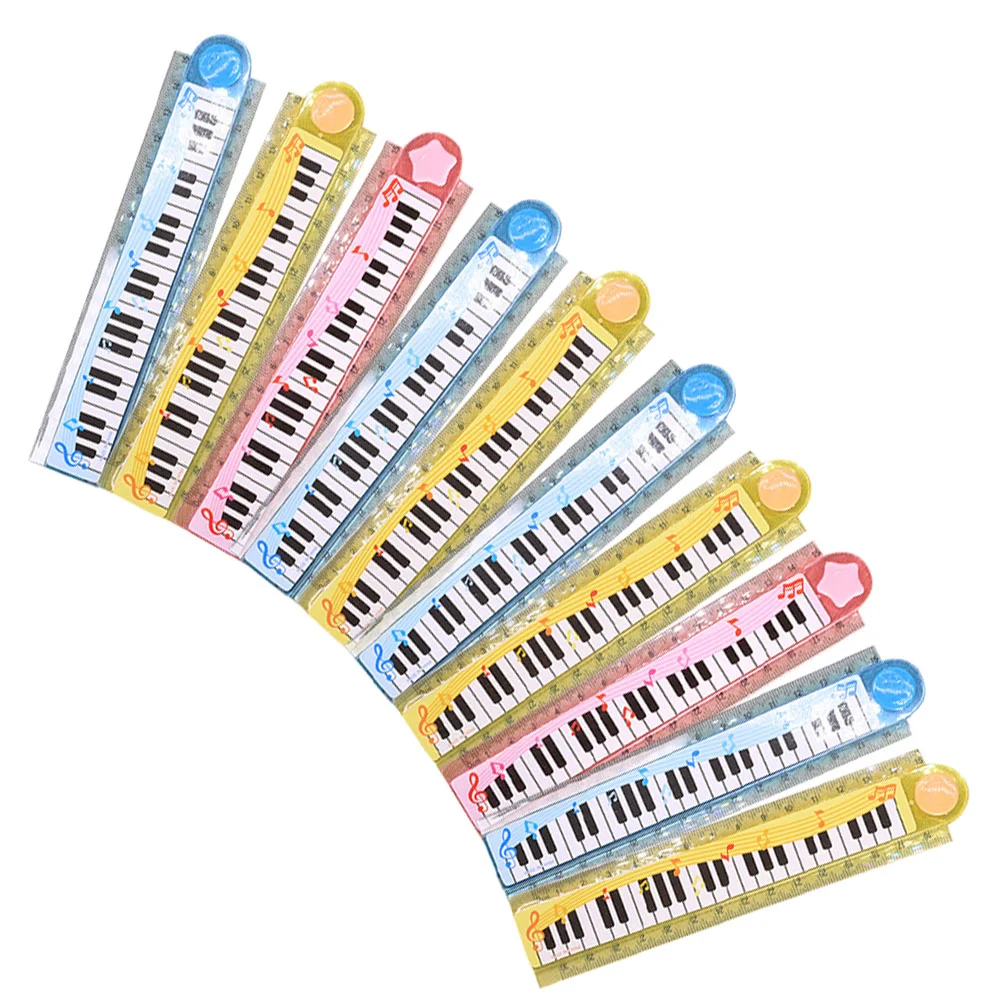Piano Ruler 30cm Foldable Kids Cartoon Plastic Straight School Daily Use Children Accessory Reusable Thin Portable Geometry Tool