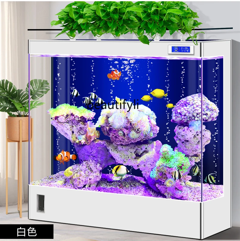 Super White Glass Fish Tank Living Room Home Ecological Floor Lazy Person Free Change Aquarium Fish Globe