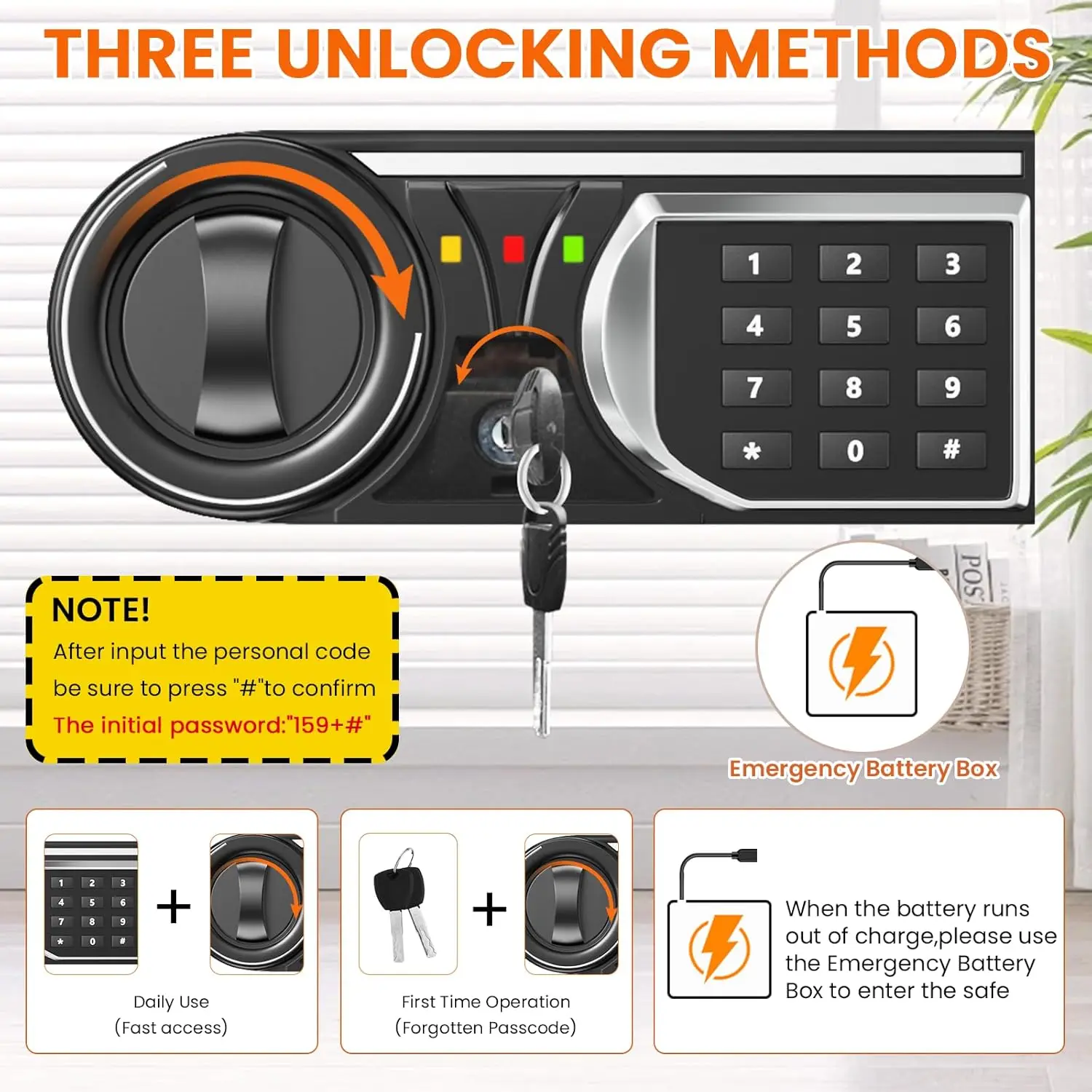 6.0 Cu Ft Large Fireproof Safe, Home Safe Water and Fireproof, Digital Security Safety Box for Money Firearm Medicines Document