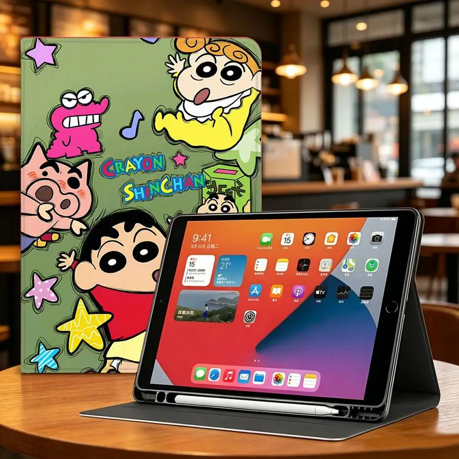 C-Crayon Shin-Chans Anime with Pencil Slot Case for Xiaomi Redmi Pad SE K Pad 8.8 9.7 12.4 Inch Pad 5 6 7 8 Pro Pad 6s Pro 7 4