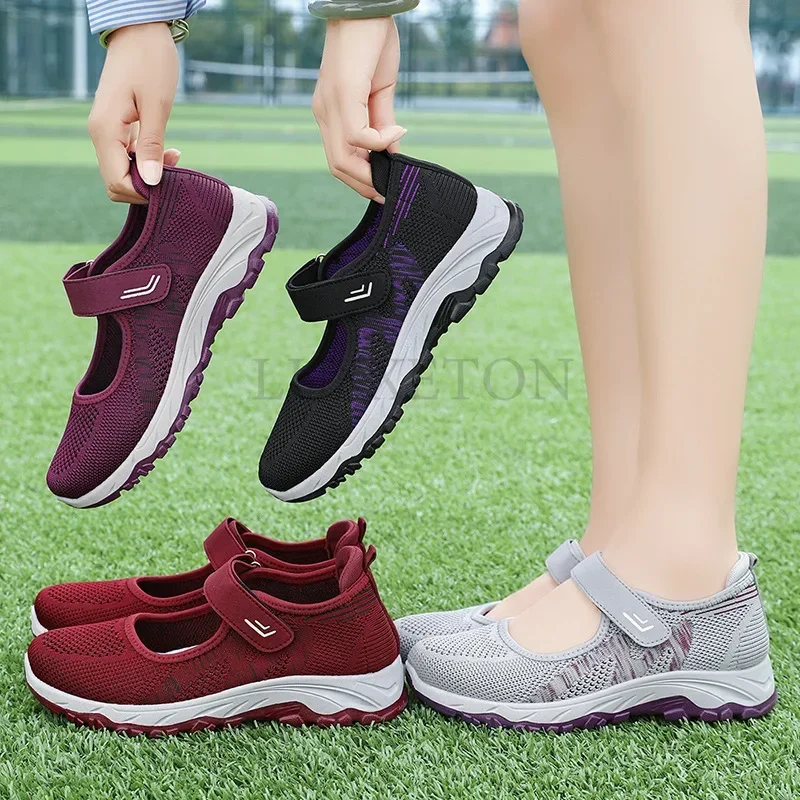 Women Flat Shoes New Anti Slip Sports Summer Breathable Mesh Travel Casual Comfortable Lightweight Flat Sneakers for Women