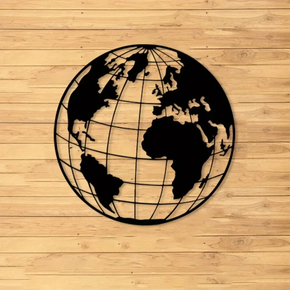 CIFBUY Sculpture Murale en Fer, Globe Terrestre en Métal, Décoration Vintage Carte du Monde, pour Bureau, Coin Voyage, Amateurs de Géographie, Bureau à Domicile