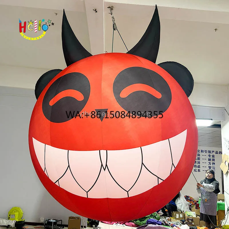 Halloween Inflatable Hanging Decoration Red Inflatable Bear Head with Led Light