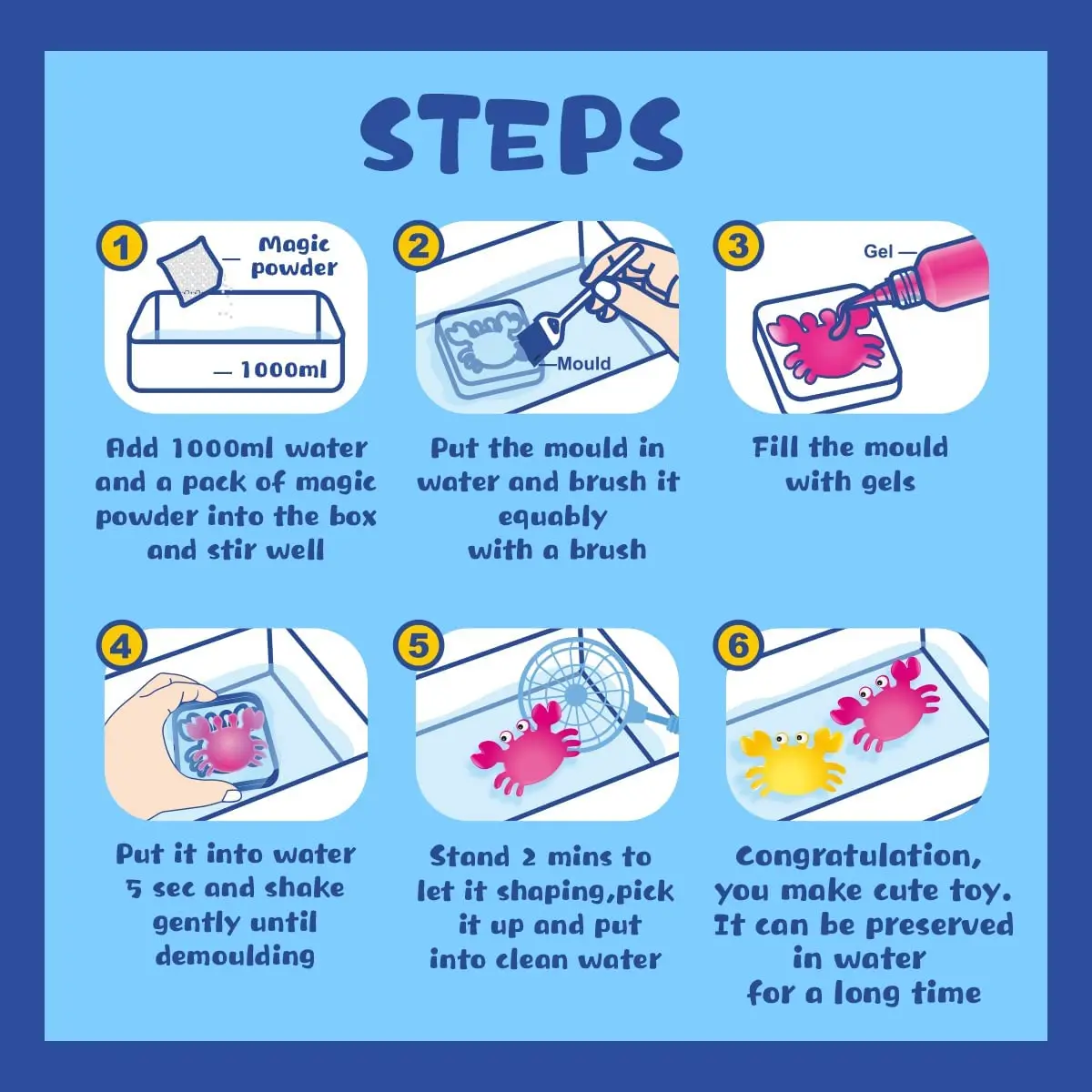 Kit giocattolo elfo magico dell'acqua, kit elfo dell'acqua della creatura marina, giocattolo dell'acqua fatto a mano 3D, set di giocattoli delle fate dell'acqua per bambini per Natale e compleanno